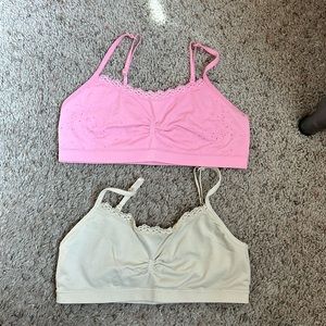 GIRLS So training sport bras set of 2 pink and cream size large